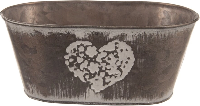 Brown metal heart-shaped planter 20 × 12 × 10 cm