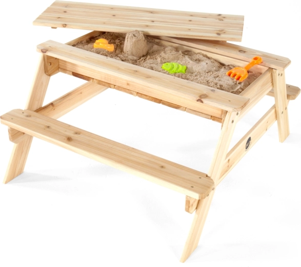 Wooden 2-in-1 Picnic Table with Sandbox
