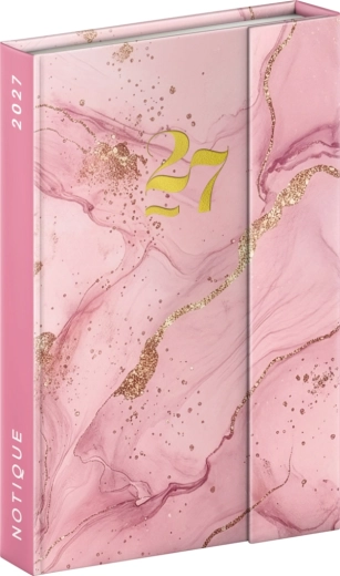 Notique wekelijkse magnetische agenda roze marmer 2027 11 × 16 cm