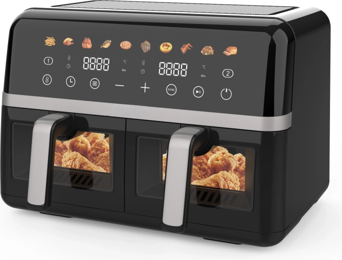 hot air fryer 10 l 2800 w with double chamber maltec