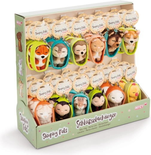 Présentoir Nici Animaux dormeurs porte-clés 12 cm – assortiment complet 36 pcs (GREEN)