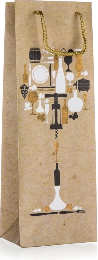 Gift bag for bottle with glass motif 12 × 35 × 9 cm
