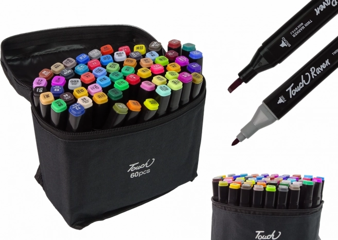 Set of Alcohol-Based Markers Touch Raven 60 Pieces with Dual Tips