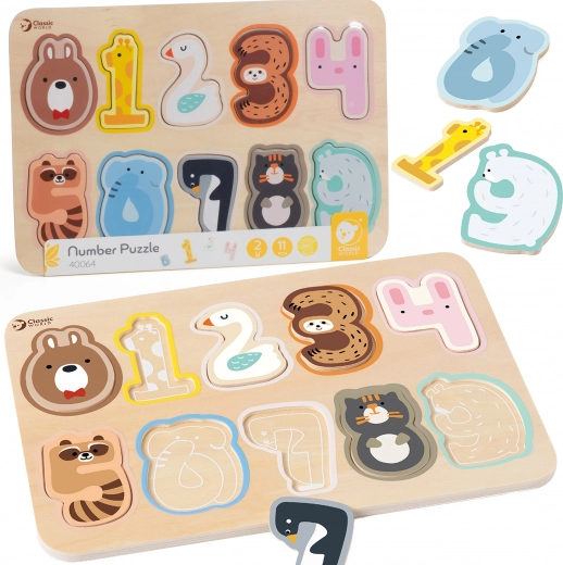 Klassisches Holzpuzzle Zahlen Montessori 11 Stk