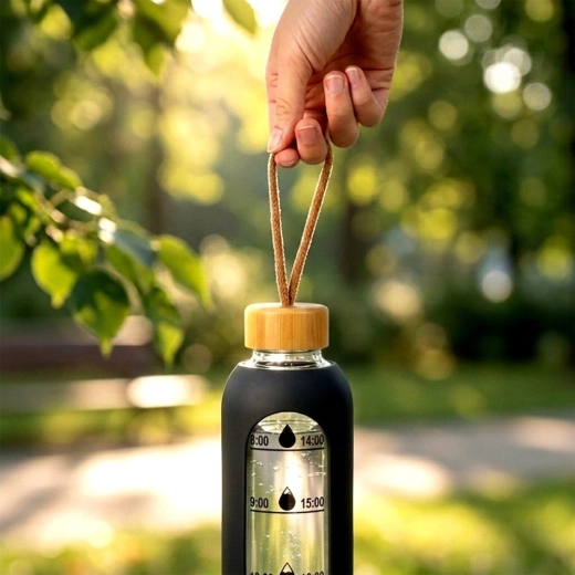 Silicone sleeve and bamboo lid for comfortable carrying