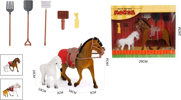 Horse and Pony with Accessories, 7-Piece Set