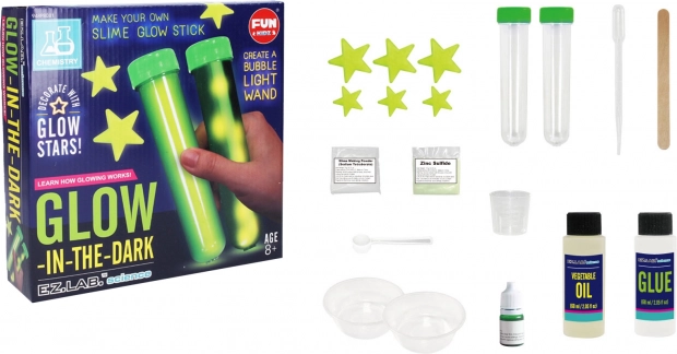 Set voor het maken van slijm dat in het donker licht