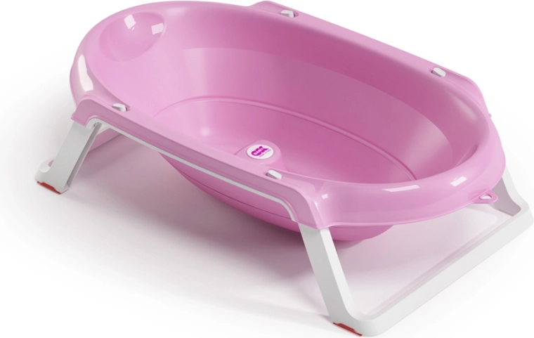 Ok Baby Onda Slim foldable non-slip baby bathtub, pink, 0–12 months
