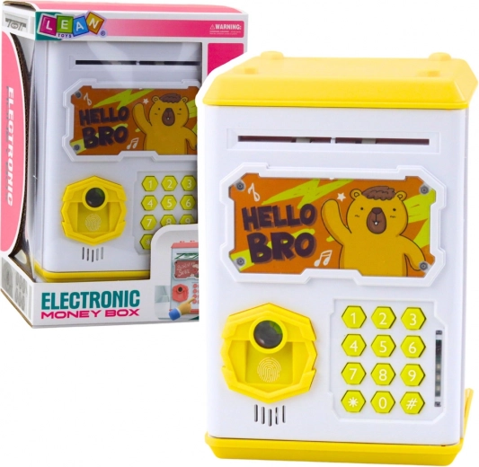 Coffre-fort électronique pour enfants jaune avec capybara