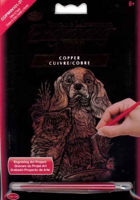 Koperen krasplaat hond en kat