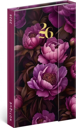 Notique Weekly Planner Purple Flowers 2026, 13 x 21 cm