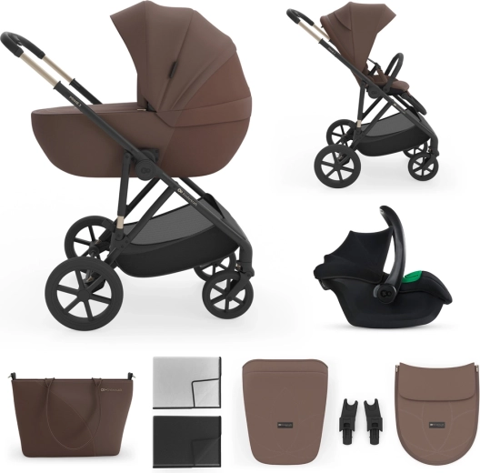 Kinderkraft Prime 3 3-in-1 travel system stroller velvet mocca