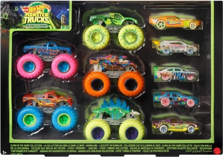 HOT WHEELS MONSTER TRUCKS 1:64 Glow-in-the-Dark, 10-Pack
