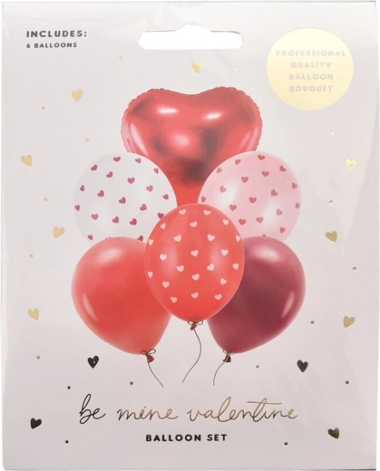 Lot de ballons de Saint-Valentin (mix latex et aluminium) – 6 pcs
