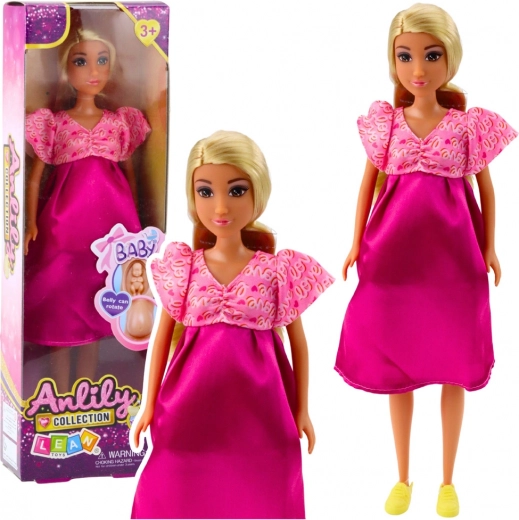 Anlily Doll in Pregnancy with Pink Dress and Long Hair