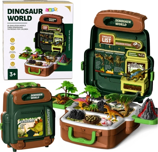 World of Dinosaurs – Portable Backpack Suitcase with Figures and Educational Cards (30 Pieces)