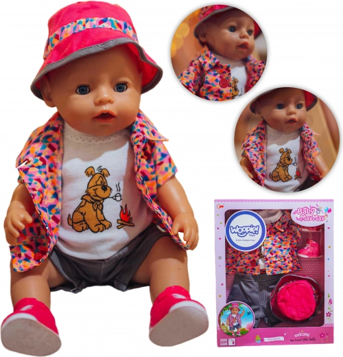 colorful doll outfit set with dog WOOPIE 43–46 cm