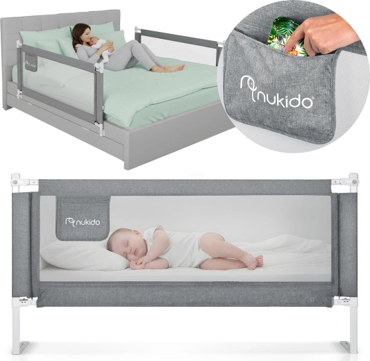 Barrière de sécurité pour lit Nukido 180 cm grise