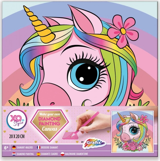 Diamond painting op frame Eenhoorn 20 × 20 cm
