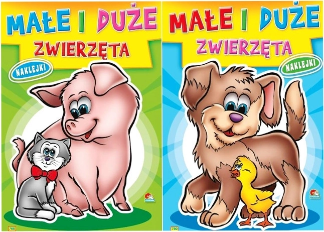 Coloring Book Small and Big Animals with Stickers and Rhymes