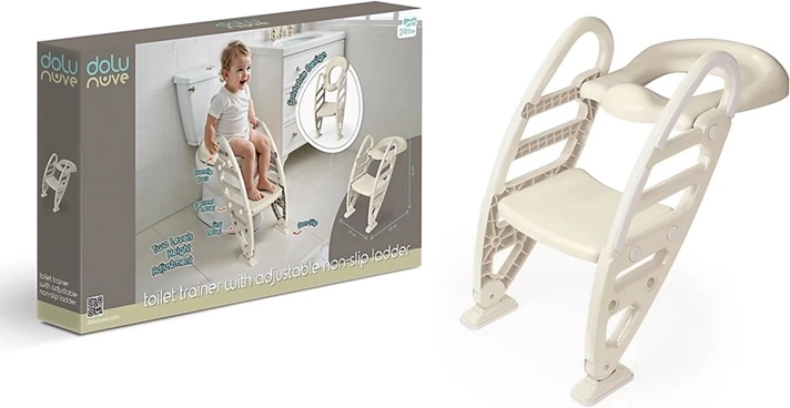Dolu training-toiletbril met verstelbare ladder, beige