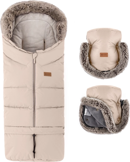 Petite&Mars winter set: Arctic 4in1 footmuff and Furry stroller gloves, rose petal
