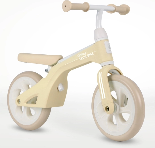 Qplay Tech crèmekleurige loopfiets 10" voor kinderen van 2–4 jaar