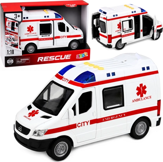 Ambulance pour enfants 1:10 avec lumières, sons et brancard