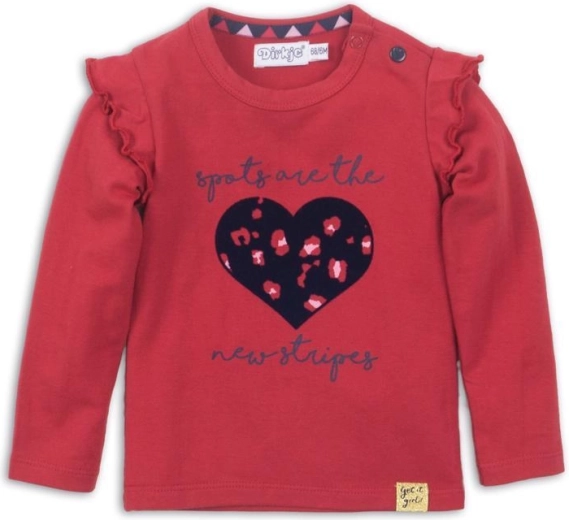T-shirt fille Dirkje à manches longues avec cœur rouge