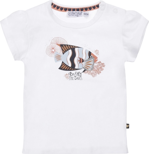 T-shirt blanc Dirkje pour fille à manches courtes motif poisson (taille 80)