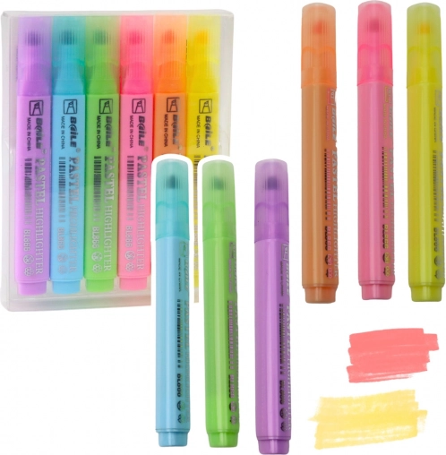 Set van 6 pastel markeerstiften