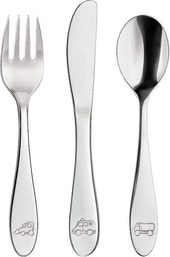 Set de couverts enfant en acier inoxydable Voitures (3 pièces)