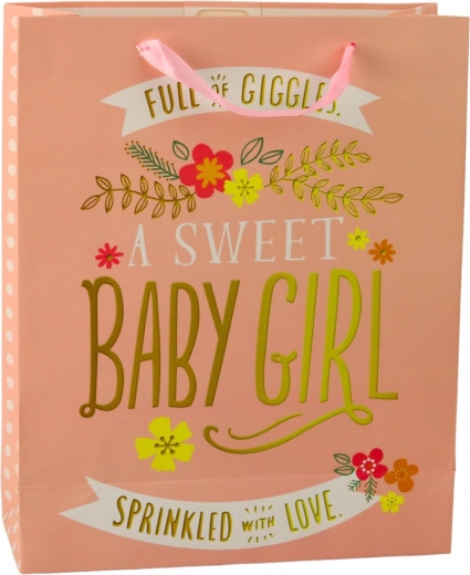 Geschenktasche zur Geburt für ein Mädchen 32 x 26 x 12 cm