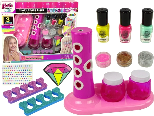 Nail Painting Set with Glitter Dispenser and Stickers