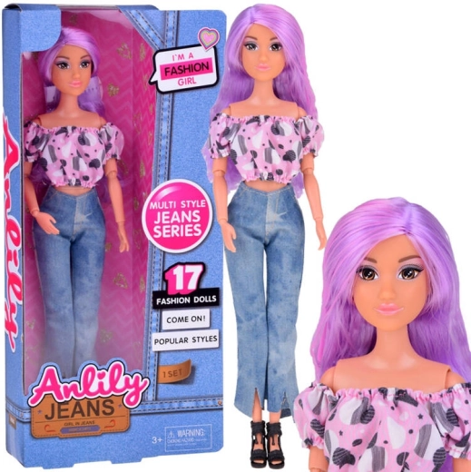 Anlily doll with long pastel hair in jeans