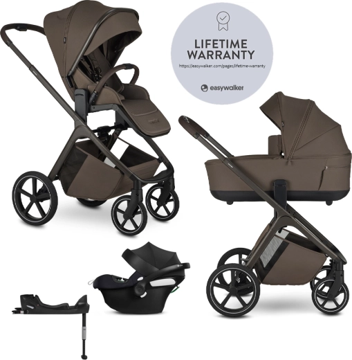 Easywalker Zoey poussette combinée Chestnut Brown avec siège-auto CBX by CYBEX Aton B2 i-Size et base Cybex Base One Gold
