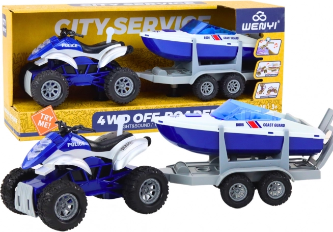 Police Quad with Trailer and Motorboat