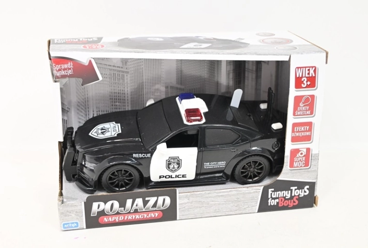 Friction-powered police car with lights and sound