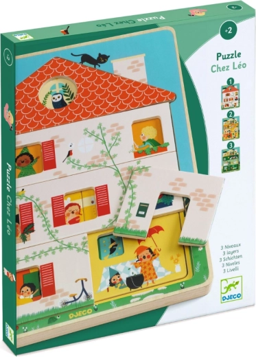 Puzzle en bois Maison Chez Léo DJECO