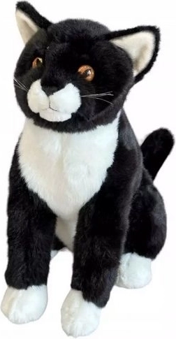 Sitzende schwarze Plüschkatze 28 cm