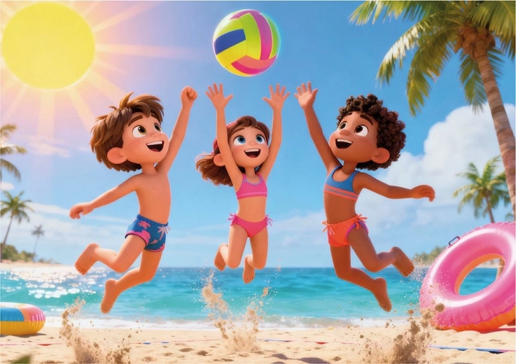 Des illustrations de plage joyeuses qui motivent au jeu