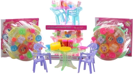 Plastic table with accessories and chairs for children