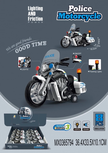 Moto de police avec effets lumineux et sonores