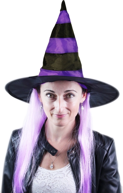 Wizard hat with purple hair for adults