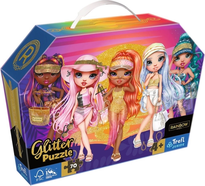 Puzzle 70 pièces avec paillettes dans une valisette RAINBOW HIGH – Poupées brocart