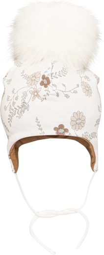 Warm hat with ears and a large pom-pom