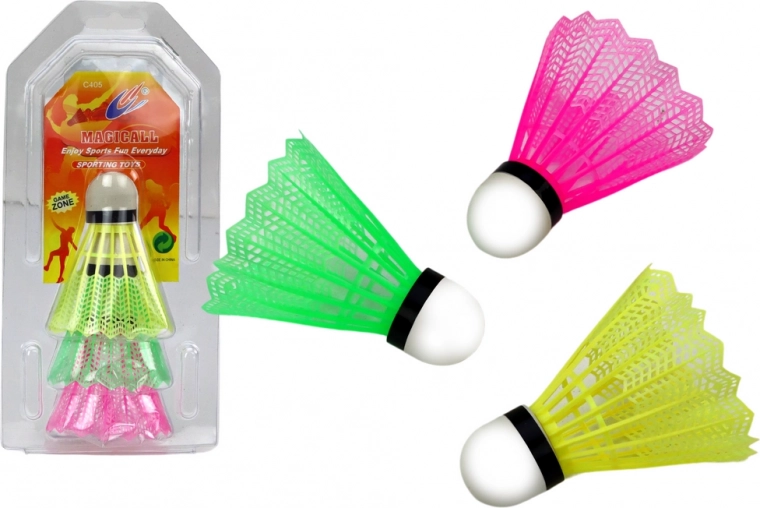 Set van 3 klassieke gekleurde badmintonrackets