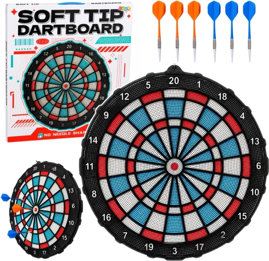 Cible de fléchettes Soft Tip 42,5 cm avec set de 6 fléchettes