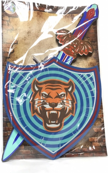 Foam Sword and Shield with Tiger Motif
