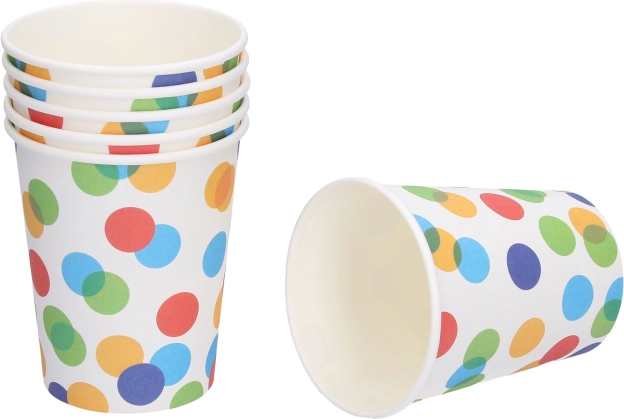Party Cups with Dots 250 ml, 6 pcs